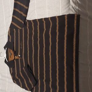 Polo shirt with soft-black and dark-gold color combo.